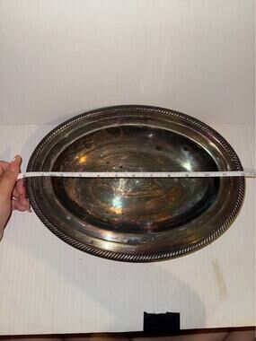 Vintage Silver-Plated Oval Serving Bowl with Rope Rim